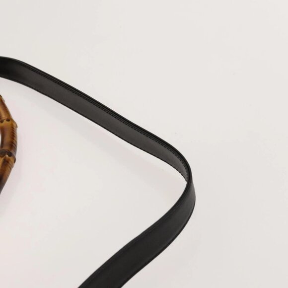 GUCCI Bamboo Shoulder Bag Leather 2way Black Gold 001 1781 1638 Auth 136183 - Picture 9 of 16